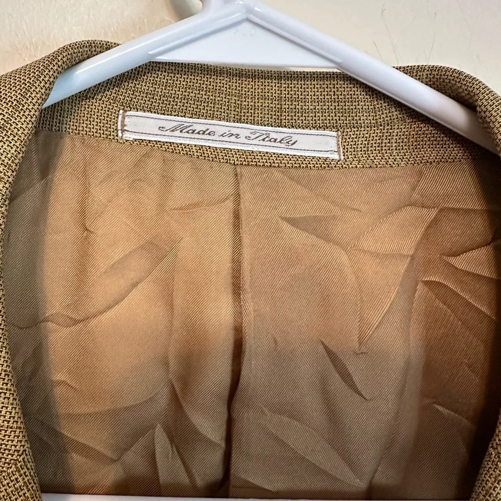 Ermenegildo Zegna Rayon‎ Sports Jacket Blazer Size 52  IT 40R Large Stripes Tan